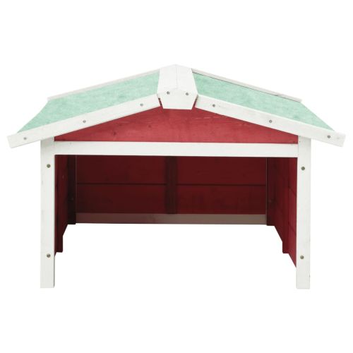 Гараж за роботизирана косачка, 72x87x50 см, червено и бяло, чам