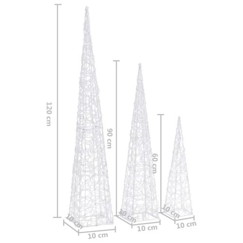 Комплект акрилни декоративни LED елхи конуси сини 60/90/120 см