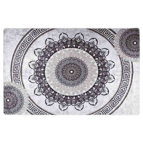 Килим, миещ се, 160x230 см, черно и сиво