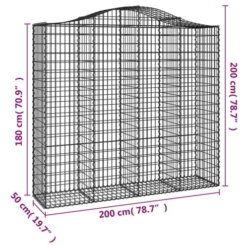 Дъговидна габионна кошница 200x50x180/200 см поцинковано желязо