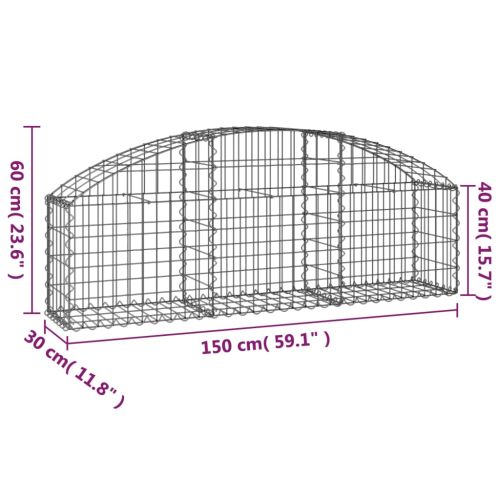 Дъговидна габионна кошница 150x30x40/60 см поцинковано желязо