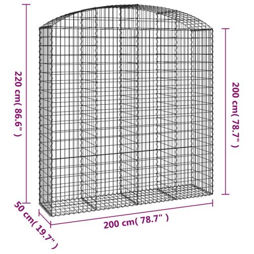 Дъговидна габионна кошница 200x50x200/220 см поцинковано желязо