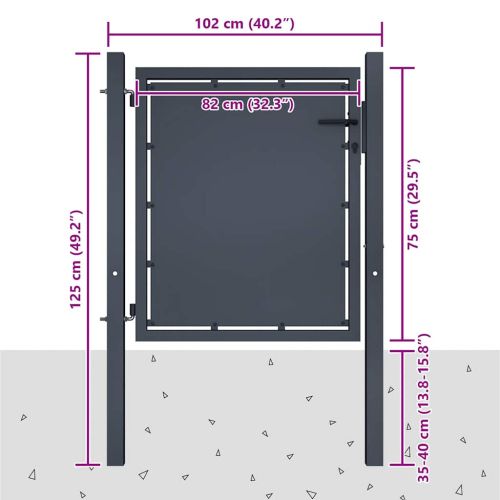 Градинска порта от стомана 100x75 см, антрацит