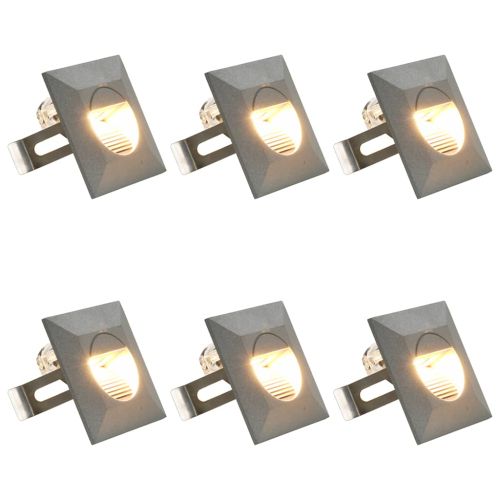 Фасадни LED аплици, 6 бр, 2 W, сребристи, квадратни