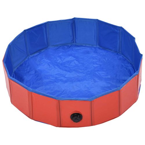 Сгъваем басейн за кучета, червен, 80x20 см, PVC