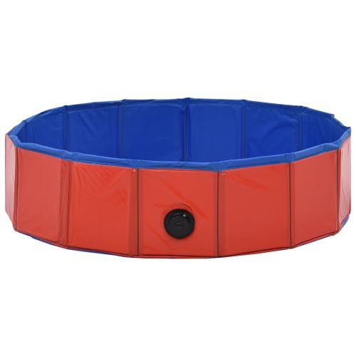 Сгъваем басейн за кучета, червен, 80x20 см, PVC