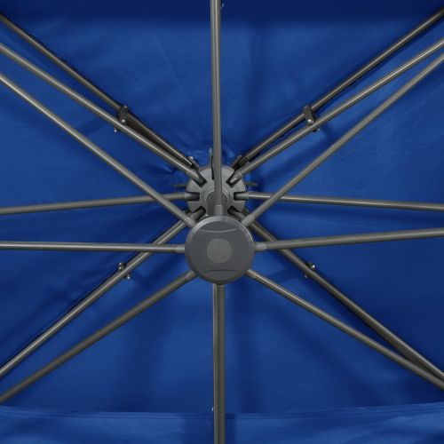 Конзолен градински чадър с двоен покрив, лазурносин, 400x300 см