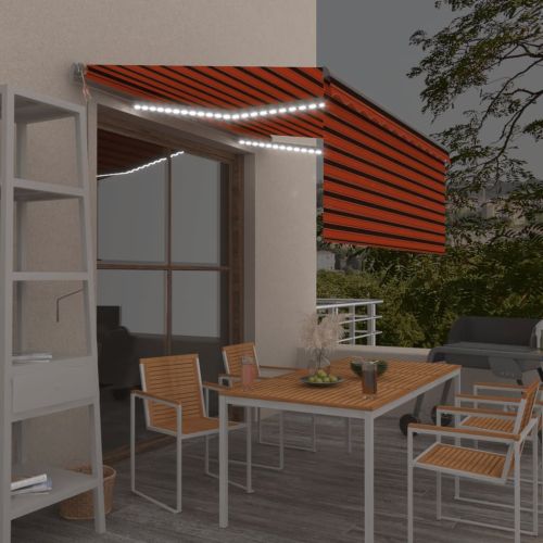 Автоматичен сенник с щора и LED сензор за вятър 3x2,5 м оранжев