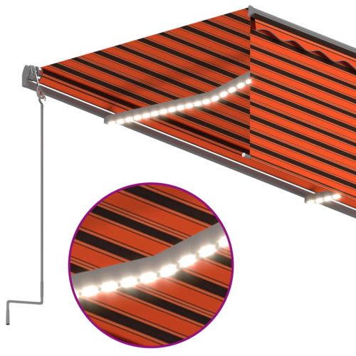 Автоматичен сенник с щора и LED сензор за вятър 3x2,5 м оранжев