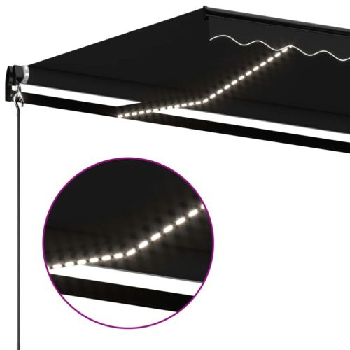 Ръчно прибиращ се сенник с LED, 600x350 см, антрацит