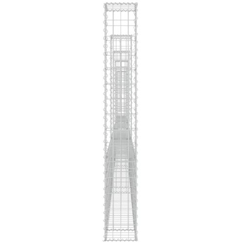 U-образна габионна кошница с 6 стълба, желязо, 620x20x150 см
