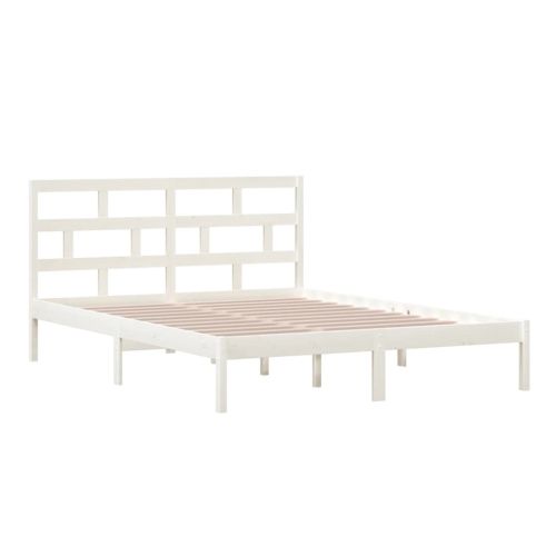 рамка за легло бяло 150x200 см King Size масивно дърво
