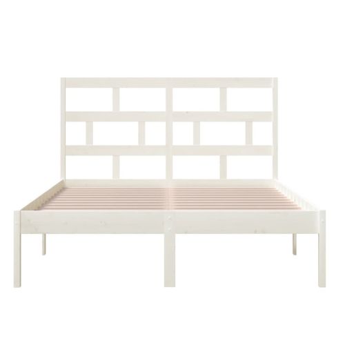рамка за легло бяло 150x200 см King Size масивно дърво