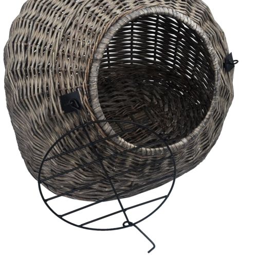 Транспортен кош за котки, сив, 60x45x45 см, естествена върба