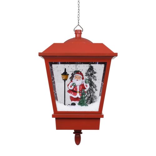 Коледна висяща LED лампа с Дядо Коледа, червена, 27x27x45 см