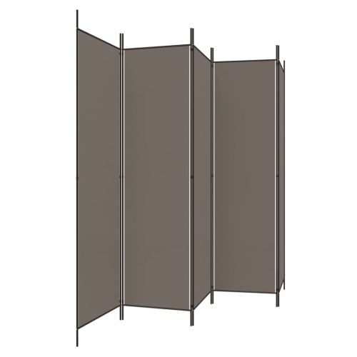Параван за стая, 5 панела, антрацит, 250x200 cм, текстил