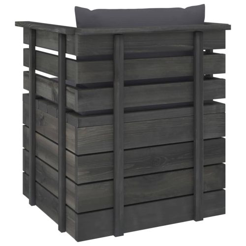 Градински фотьойл с възглавници, борова дървесина