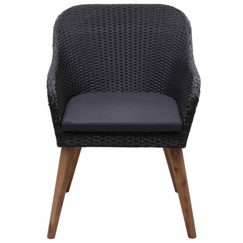 Градински трапезен комплект, 3 части, черен