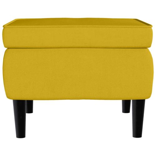 Фотьойл Wingback с табуретка, Горчица жълто, кадифе