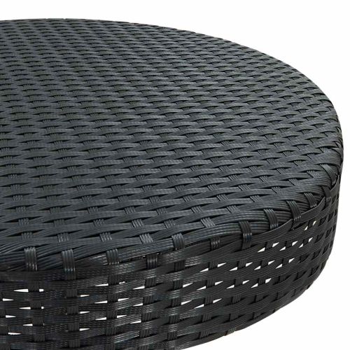 Градински бар комплект с възглавници, 3 части, черен полиратан