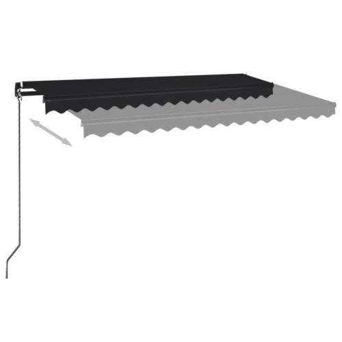 Ръчно прибиращ се сенник с LED, 450x350 см, антрацит