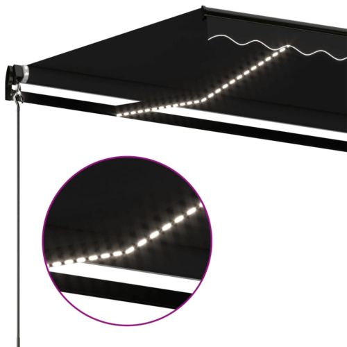 Ръчно прибиращ се сенник с LED, 450x350 см, антрацит