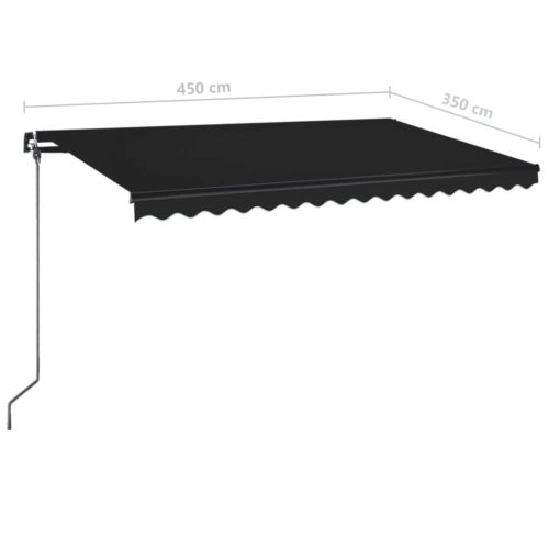 Ръчно прибиращ се сенник с LED, 450x350 см, антрацит