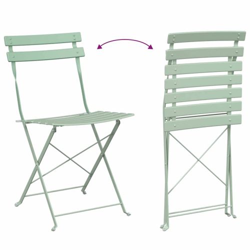 Сгъваем градински стол 2 pcs Светъл мента 42 x 46 x 82см Метал