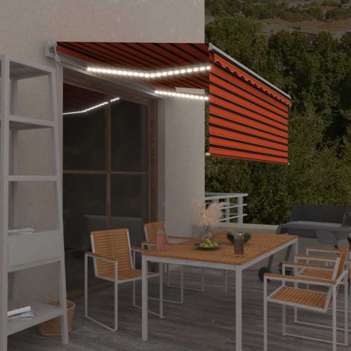 Автоматичен сенник с щора LED сензор за вятър 3,5x2,5 м оранжев