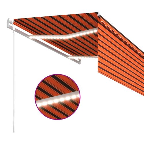 Автоматичен сенник с щора LED сензор за вятър 3,5x2,5 м оранжев