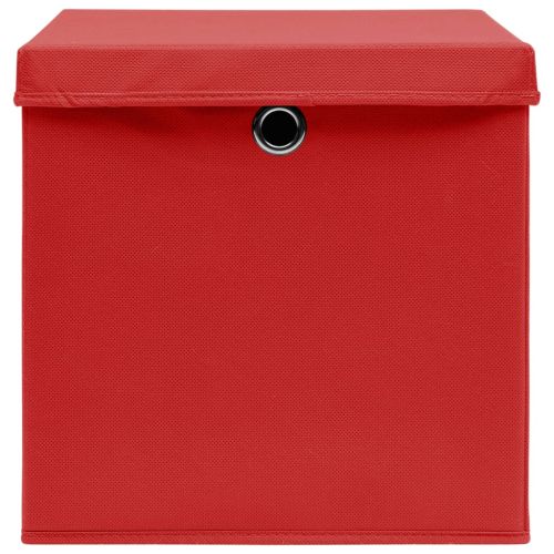 Кутии за съхранение с капаци 4 бр 28x28x28 см червени