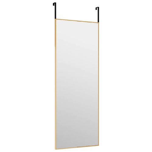 Огледало за врата, златисто, 30x80 см, стъкло и алуминий