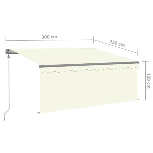 Автоматичен сенник, щора, LED, сензор за вятър, 3x2,5 м, кремав