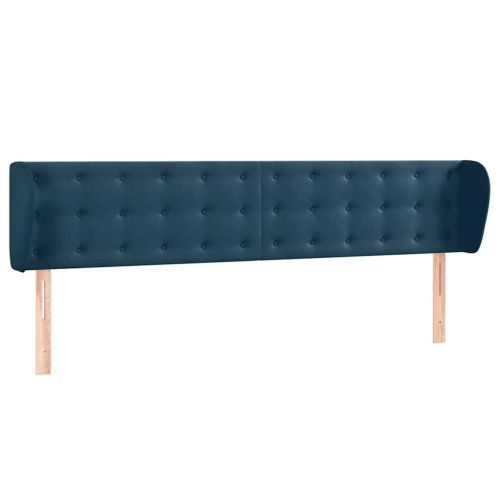 Горна табла за легло с уши, тъмносиня, 183x23x78/88 см, кадифе