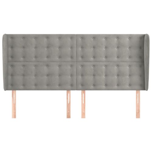 Горна табла за легло с уши,светлосива, 203x23x118/128 см кадифе