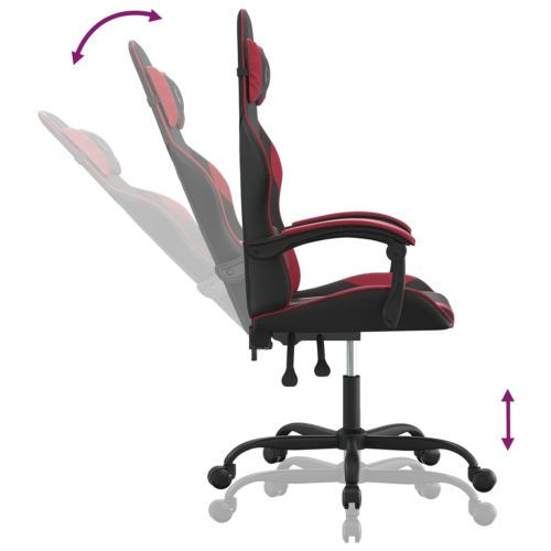 Гейминг стол, черно и виненочервено, изкуствена кожа