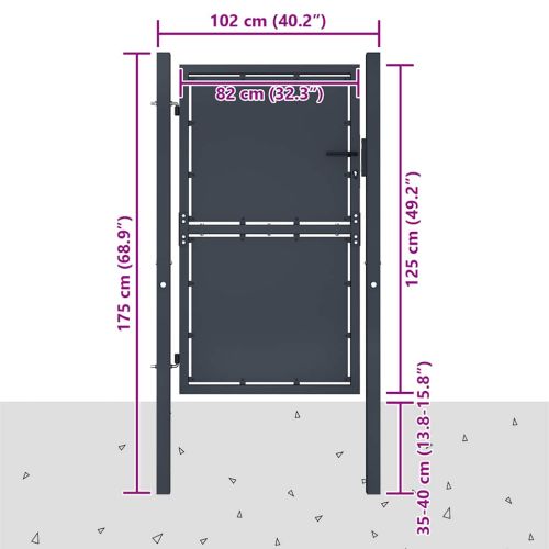 Градинска порта от стомана 100x125 см, антрацит