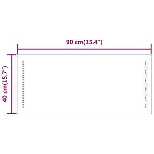 LED огледало за баня, 90x40 см