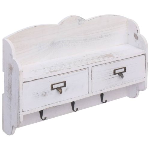 Стенна закачалка за палта, бяла, 50x10x34 см, дърво