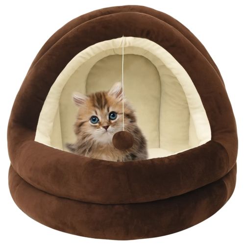 Котешко легло 40x40x35 см кафяво и кремаво