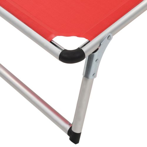312459 Folding Sun Loungers with Roof 2 pcs Aluminium&Textilene Red