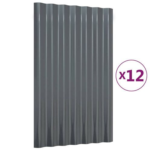 Панели покрив 12 бр поцинкована стомана антрацит 60x36 см