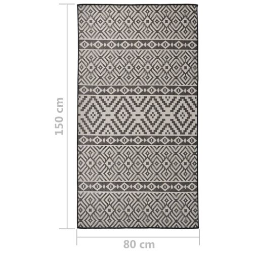 Градински плоскотъкан килим, 80x150 см, черни шевици