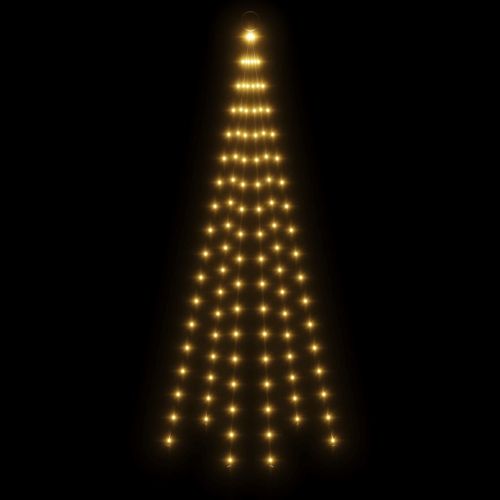Коледна елха на флагщок, топло бяло, 108 LED, 180 см