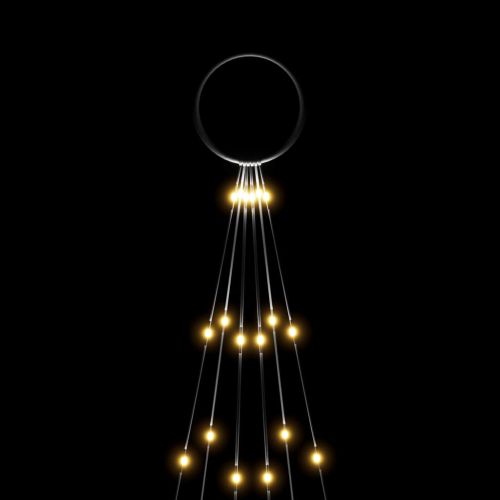 Коледна елха на флагщок, топло бяло, 108 LED, 180 см
