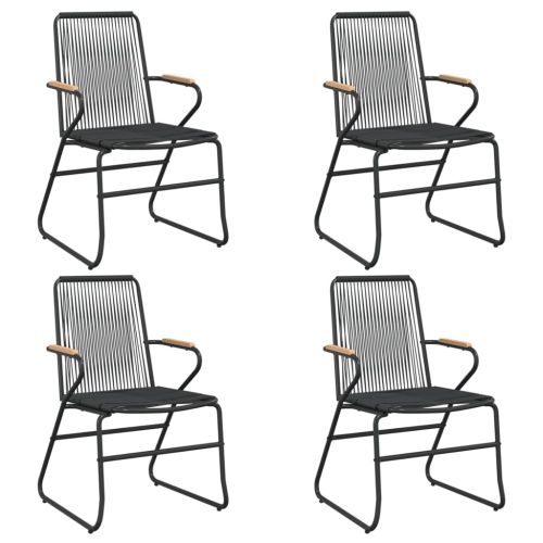 Градински столове, 4 бр, черни, 58x59x85,5 см, PVC ратан