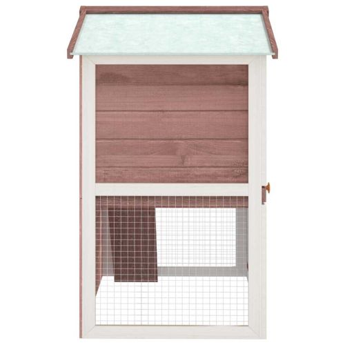 Външна клетка за зайци, 3 врати, кафява, дърво