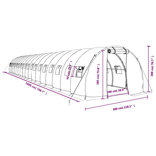 Оранжерия със стоманена рамка зелена 54 м² 18x3x2 м