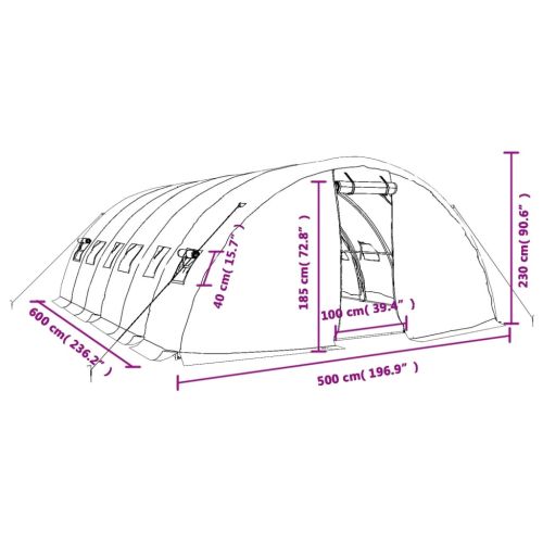 Оранжерия със стоманена рамка зелена 30 м² 6x5x2,3 м