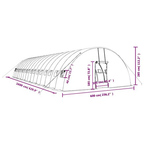 Оранжерия със стоманена рамка бяла 96 м² 16x6x2,85 м